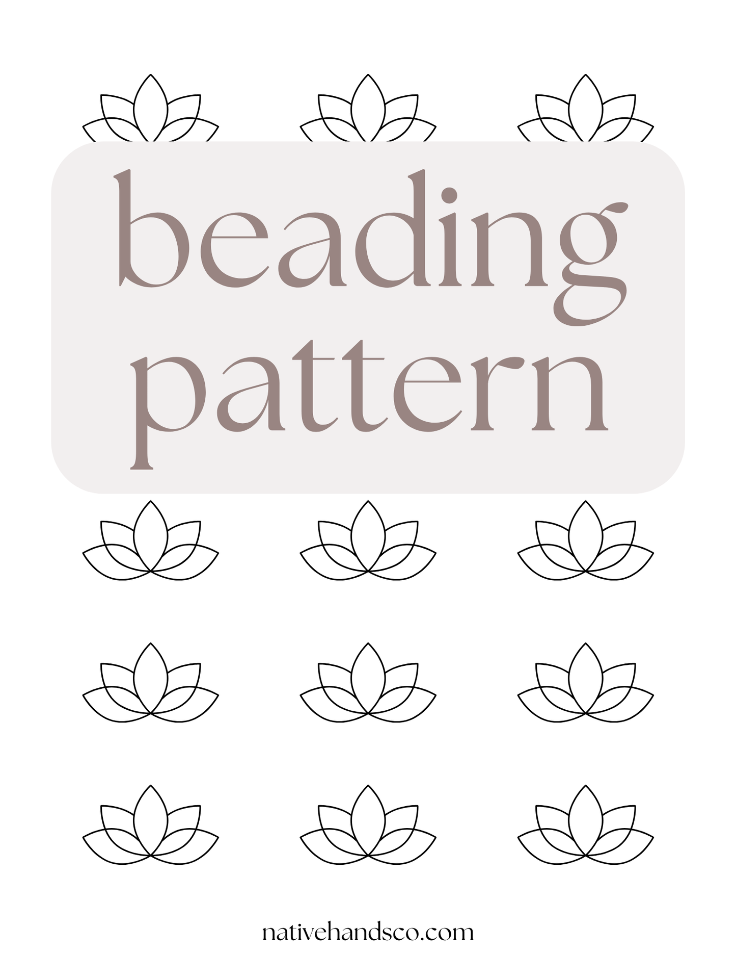 Beadwork 3 Sizes Lotus Printable Beading Pattern Digital Download