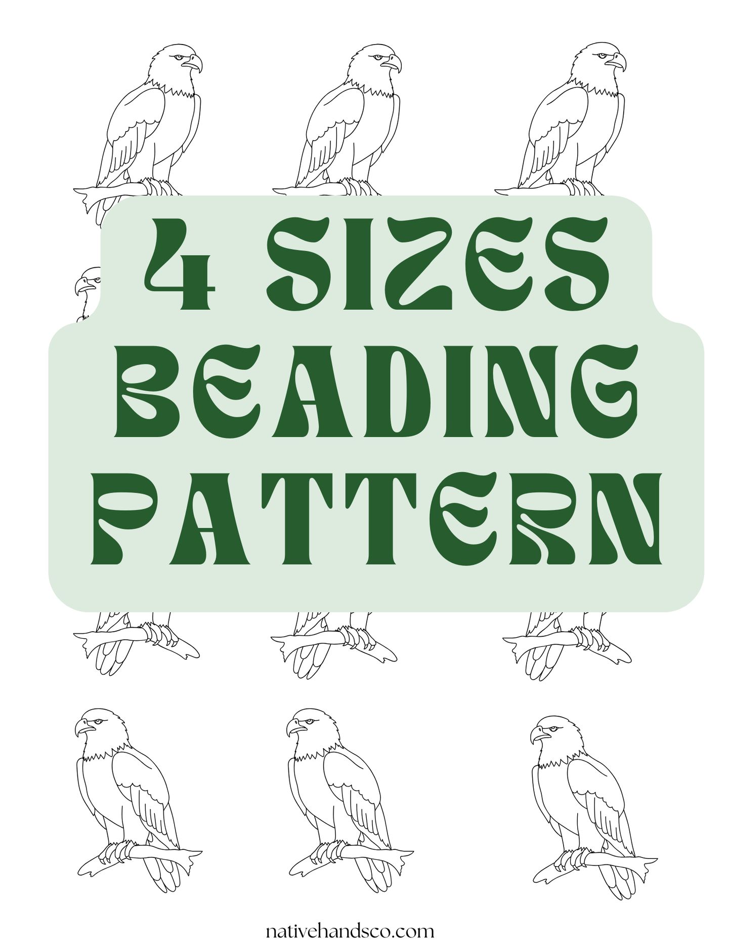 Beadwork 4 sizes Native Beadwork Printable Mirrored Bald Eagle Digital PDF Beading Pattern