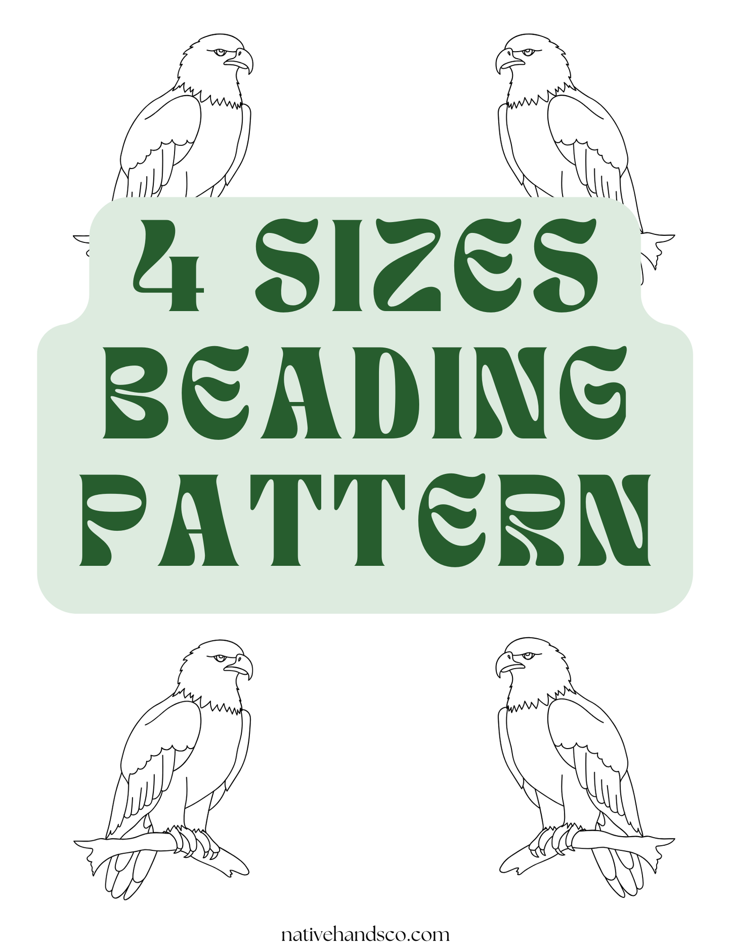 Beadwork 4 sizes Native Beadwork Printable Mirrored Bald Eagle Digital PDF Beading Pattern