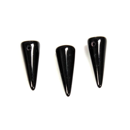 Czech Opaque Jet Black Spike Thorn Glass Beads 7x17 mm 24 Count