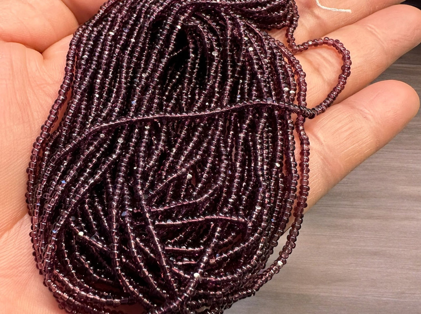 Czech Preciosa Charlotte Cut 12 Strand Hank 11/0 Transparent Deep Amethyst Vintage