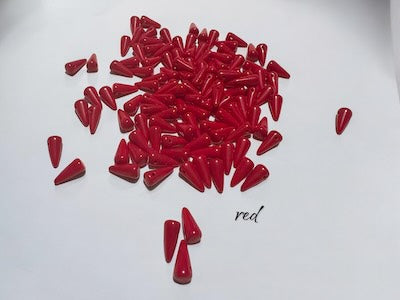 Czech Opaque Red Spike Thorn Glass Beads 5x10 mm 30 Count