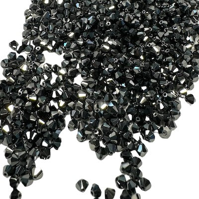 Czech Bicone Hematite Finish Opaque Glass Beads 4mm 40 Count