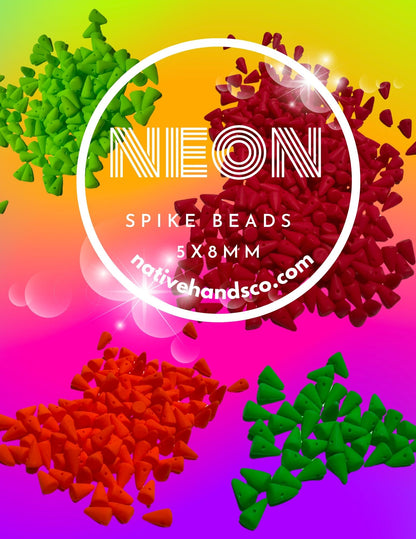 20 Czech Opaque NEON Baby Spike Thorn Glass Beads 5x8 mm LIMITED QUANTITY